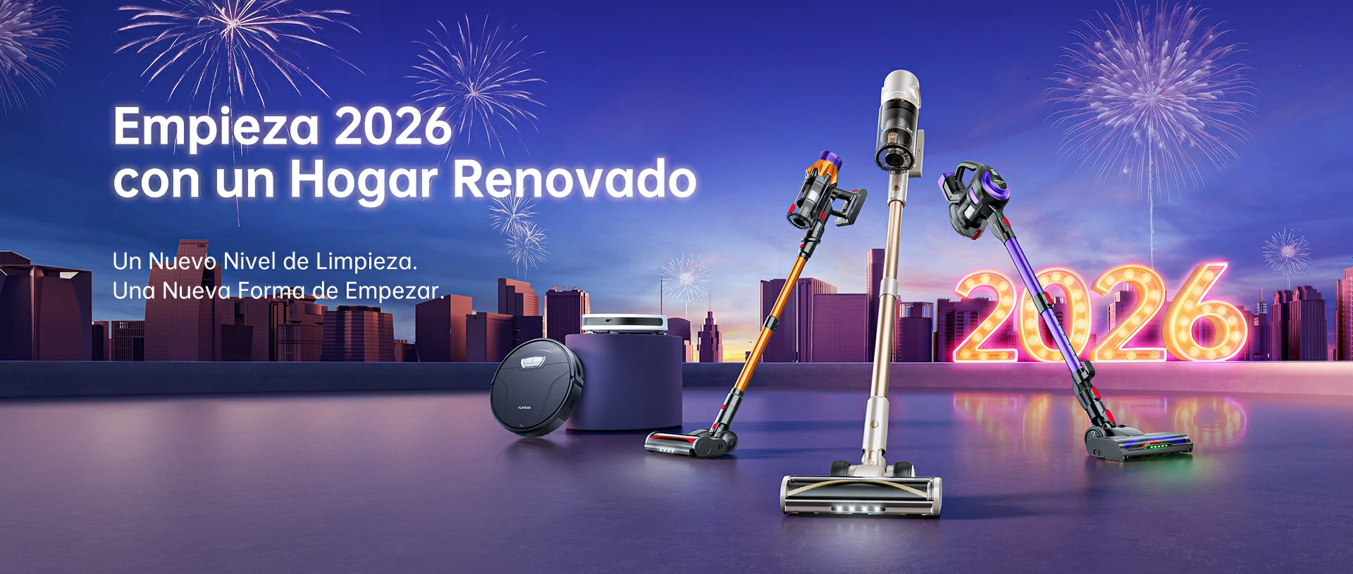 romoción de Año Nuevo 2026 de Honiture: oferta especial en robots aspiradores y aspiradoras con descuentos de hasta el 15%.