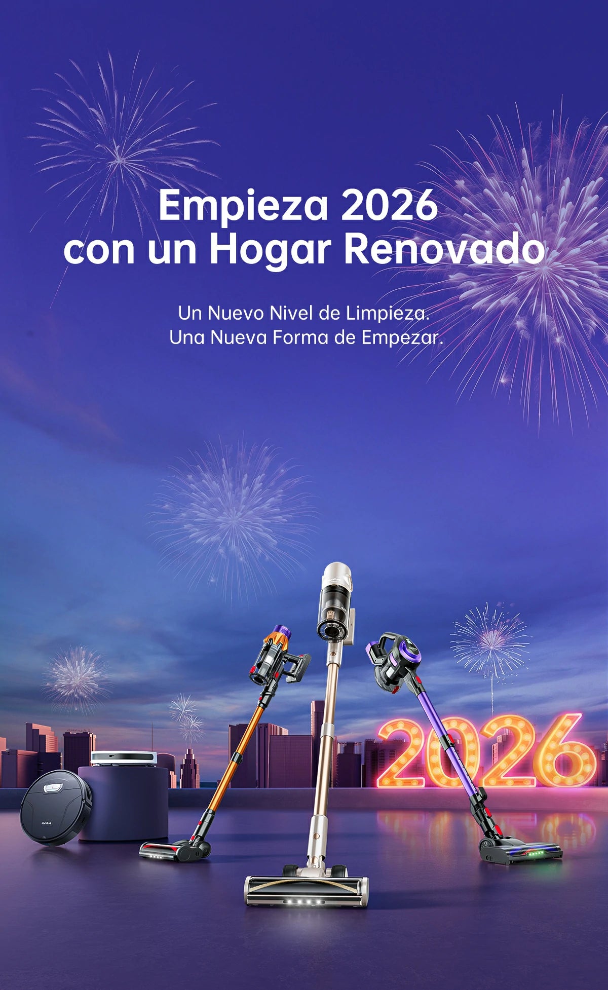 romoción de Año Nuevo 2026 de Honiture: oferta especial en robots aspiradores y aspiradoras con descuentos de hasta el 15%.