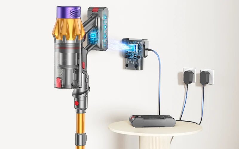 Soporte de pared con carga integrada para almacenar y cargar la aspiradora Honiture X7.