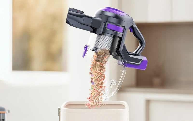 Vaciado fácil con un solo clic del depósito de polvo de la aspiradora Honiture Y10.